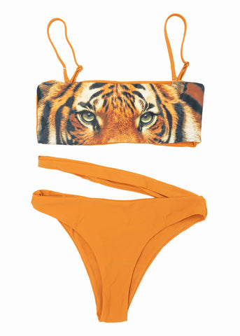 Bandeau Orange Tiger Two-Piece Set