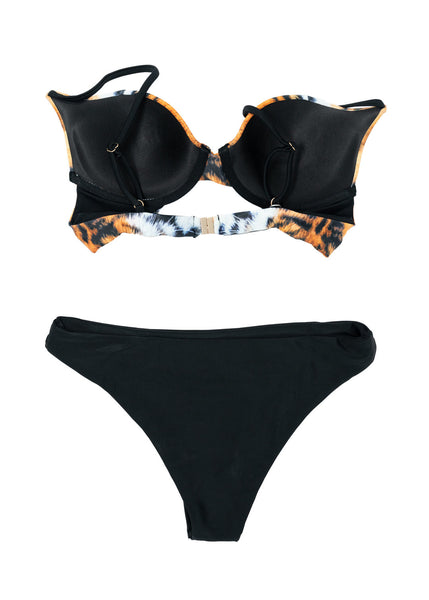 Push-Up Underwire Top Tiger Eyes Two-Piece Set